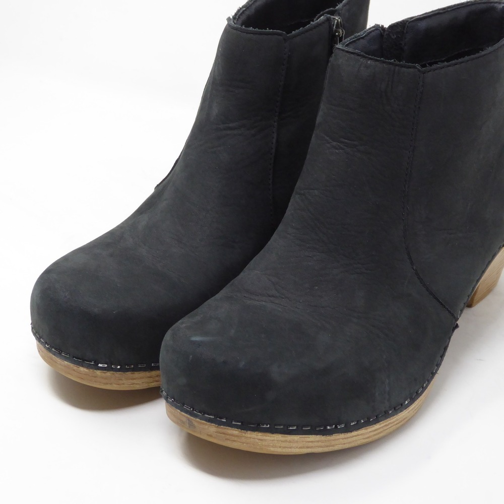 Dansko Womens Maria Ankle Boots Black Nubuck Side Zip Clog Heel 40 / 9.5-10 - Picture 3 of 9